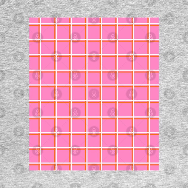 Bright Pink with Orange Squares Grid by OneThreeSix